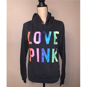 Love Pink Black Hoodie Rainbow Gradient